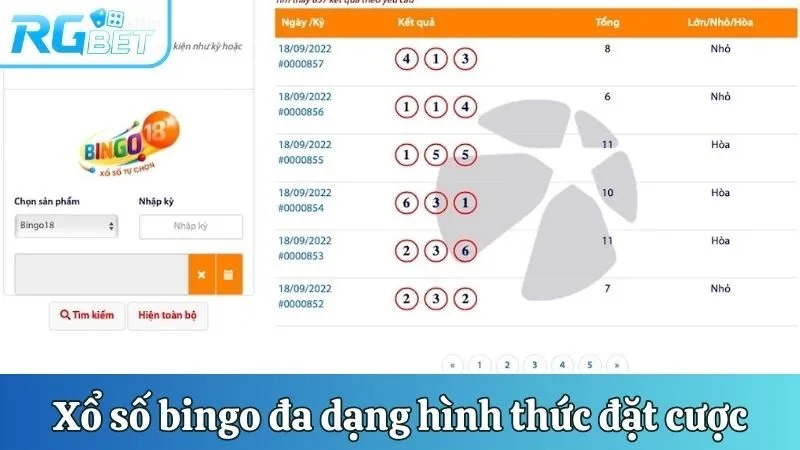 Xổ số Bingo đa dạng hình thức đặt cược